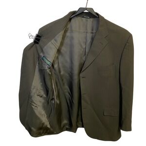 Zanieri Made In Italy Sport Coat Blazer Mens 46L Brown Pinstripe Wool 3 Btn